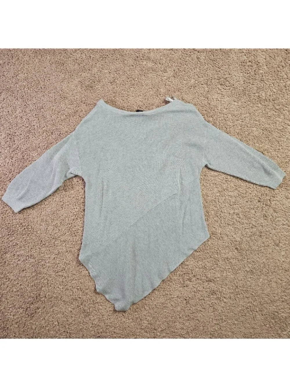 Lane Bryant Pullover Top Womens 14/16 Gray Ribbed Asymmetrical Hem 3/4 Sleeve - Picture 2 of 11
